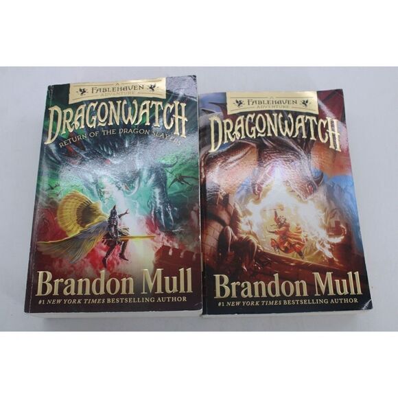 Lot of 2 Dragonwatch Fablehaven Books 1 & 5 Brandon Mull Return Of Dragon Slayer - Picture 1 of 7